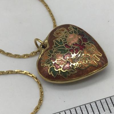 Double Sided Colosseum Heart Pendant with Chain