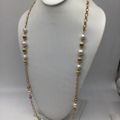 Vintage Avon Faux Pearl Metal Beaded Necklace