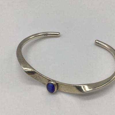 Silver 925 Bangle With Blue Stone