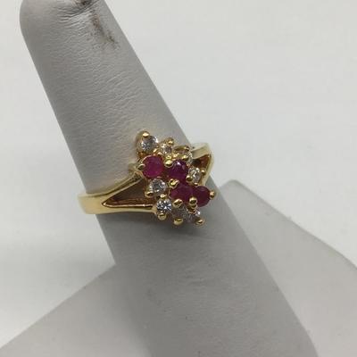 Faux Ruby and Diamond Cocktail Ring