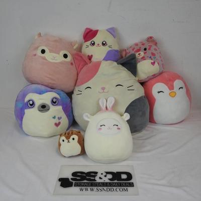 Squishmallow Stuffed Animal Toys Lot of 8: Cats, Otter, Bunny, Squirrel, etc.