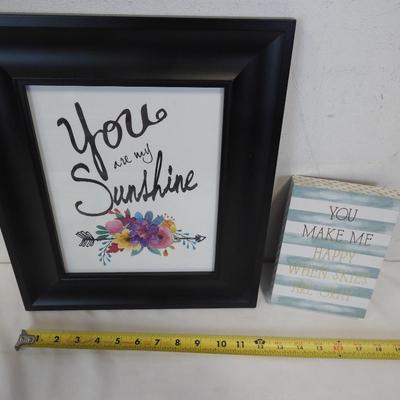 4 pc Wall Decor: You Are My Sunshine & You Make Me Happy When Skies Are Gray
