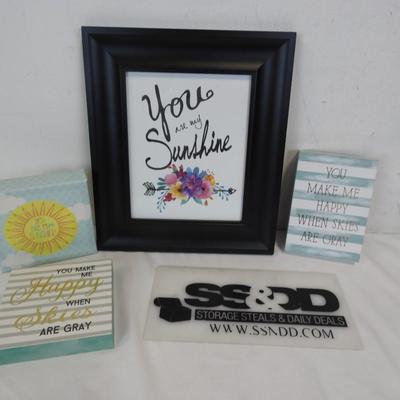 4 pc Wall Decor: You Are My Sunshine & You Make Me Happy When Skies Are Gray