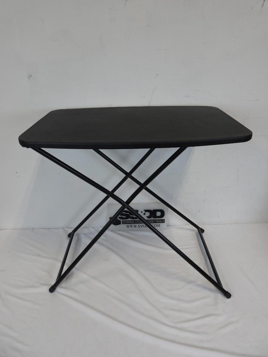 Small Collapsible Folding Table, Black, 18"x26" Adjustable Height 25