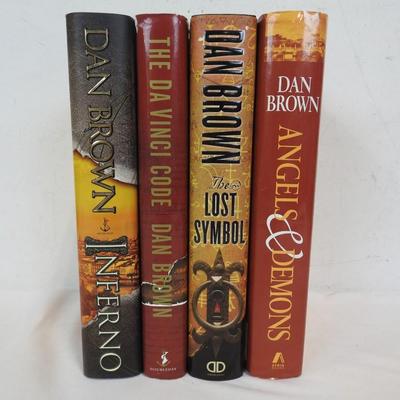 4 Hardcover Dan Brown Books: Angels & Demons, DaVinci Code, Inferno, Lost Symbol