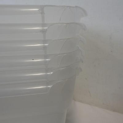 Sterilite 58 Qt Storage Box Clear Base White Lid Set of 5, Cracked Corners