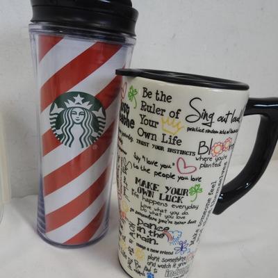 7 pc Kitchen/Home Decor: Starbucks Mug & Water Bottle, Bowl, Trivet