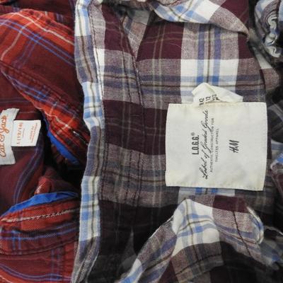 8 Plaid Flannel Button Up Shirts, Kids XL & Women's Small (blue is short sleeve)