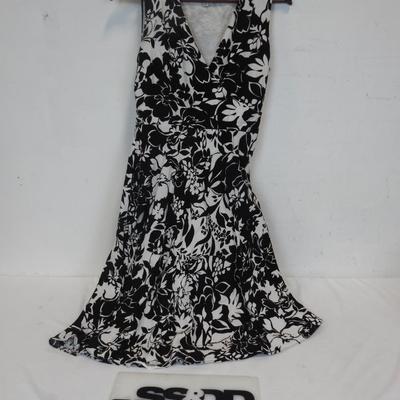 B&W Dress by Ann Taylor, Size 4. Crossover Front, Lined