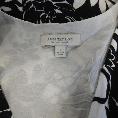B&W Dress by Ann Taylor, Size 4. Crossover Front, Lined