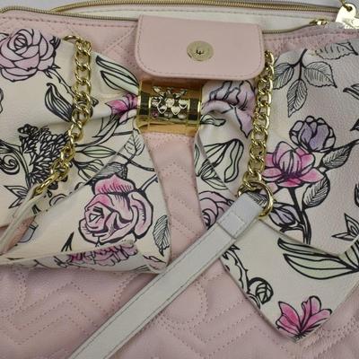 3 Purses: Betsy Johnson, Bebe, Relic, Pink, Gray, Floral