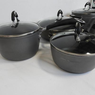 11 pc Metal & Glass Cookware Set by Bialetti: 3 pans, 4 pots, 4 lids
