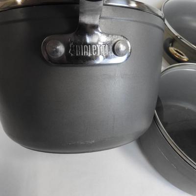 11 pc Metal & Glass Cookware Set by Bialetti: 3 pans, 4 pots, 4 lids