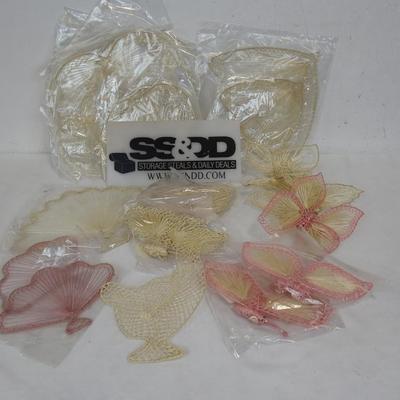 20 Pcs Rattan/Wicker 80's Decor-Natural & Light Pink-Vintage-New