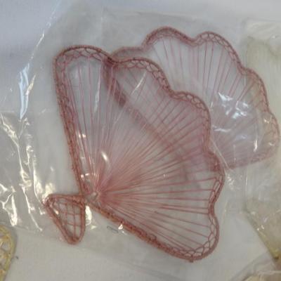 20 Pcs Rattan/Wicker 80's Decor-Natural & Light Pink-Vintage-New