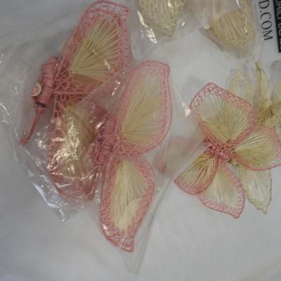20 Pcs Rattan/Wicker 80's Decor-Natural & Light Pink-Vintage-New
