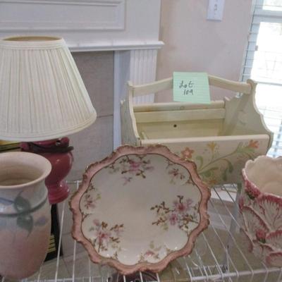 Home Decor-- lamp, sewing box,