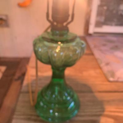 2 Green glass lamps original wiring