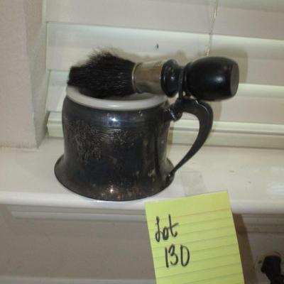 Vintage Shaving Mug w/brush--Silver Plated