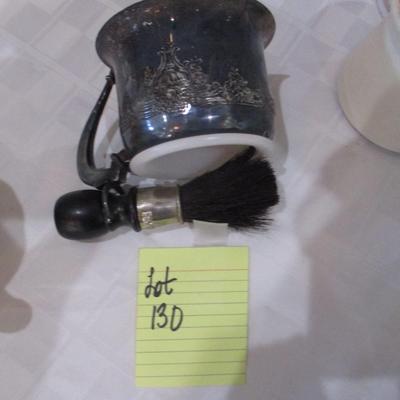 Vintage Shaving Mug w/brush--Silver Plated