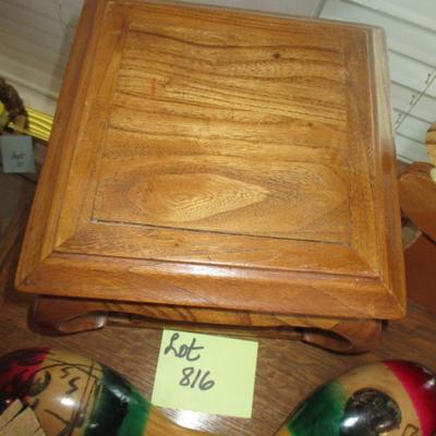 Native American Wooden Design Dolls on Oak Stand