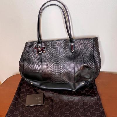 Gucci Dark Purple Python Princy Tote Shoulder Bag