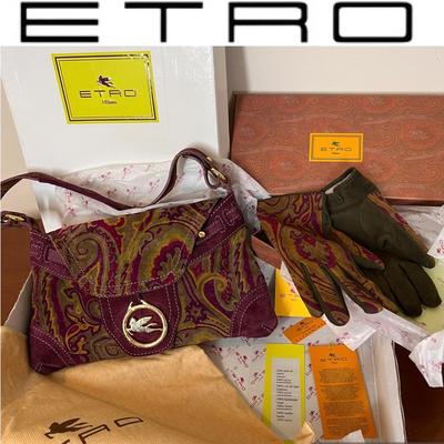 ETRO Italian Suede Hobo Bag and Matching Suede Gloves