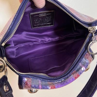 Coach Poppy Tartan Sequin Groovy Plaid Purple Berry Bag