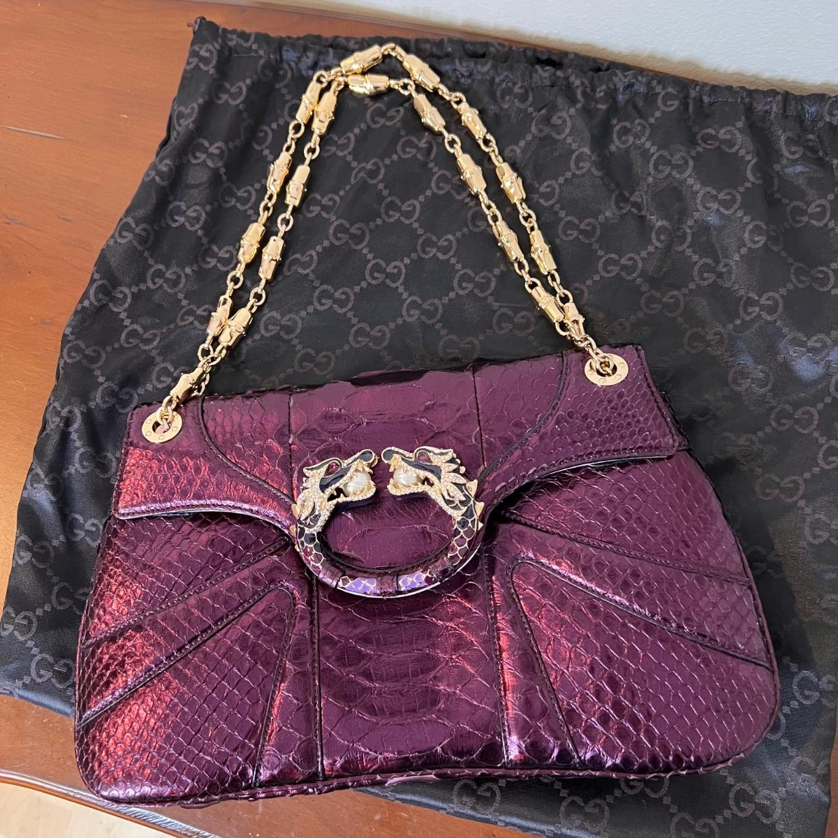 Gucci Limited Tom Ford Snakeskin Jeweled Dragon Bag | EstateSales.org