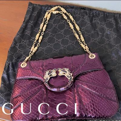 Gucci Limited Edition Tom Ford Snakeskin Jeweled Dragon Bag Purse