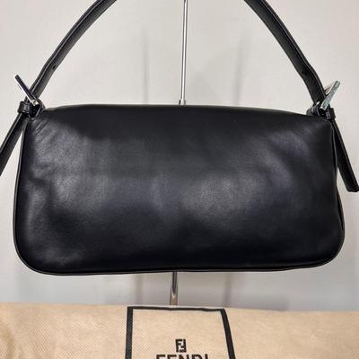 Fendi Black Leather Baguette Purse