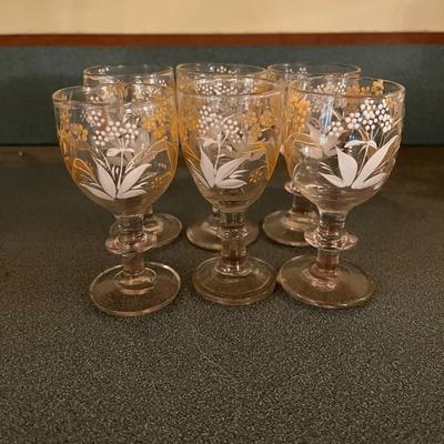 Hand Blown Painted Decanter With Six Glasses (FR-MG)