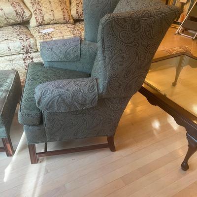 Ethan Allen Wing Back Chair with Ottoman (LR-CE)