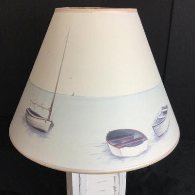 6427 White Shutter Style Lamp with Hand painted Shade