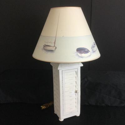 6427 White Shutter Style Lamp with Hand painted Shade