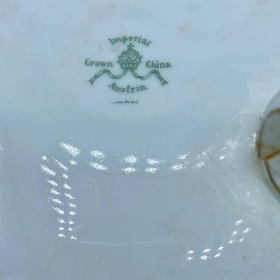 RARE Antique Austrian Imperial Crown Porcelain Footed Christmas Candy or Serving Bowl
