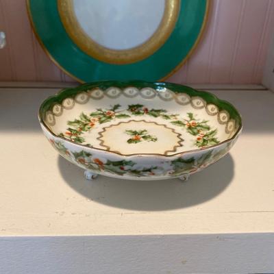 RARE Antique Austrian Imperial Crown Porcelain Footed Christmas Candy or Serving Bowl