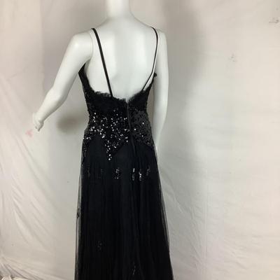302 Antique 1940's Beaded Tulle Francise Incorporated Washington D.C. Black Evening Gown