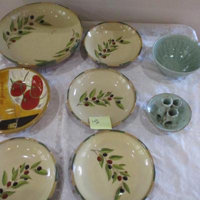 Clay Art hand painted Tuscan Olive Bowls