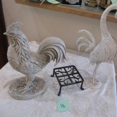 Decorative Roosters and stand