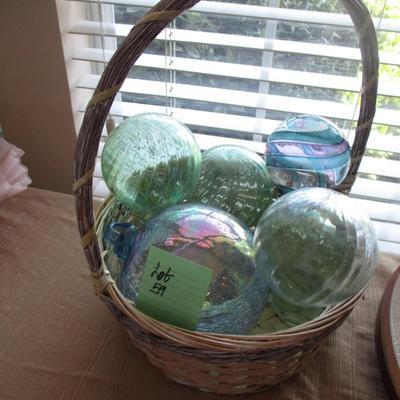 Decorative Glass Balls in Basket