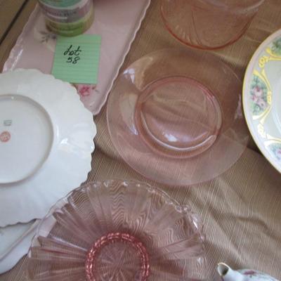 Lefton Teapot/Pink Milk Glass/Pink Depression Glass