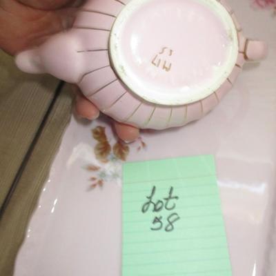 Lefton Teapot/Pink Milk Glass/Pink Depression Glass
