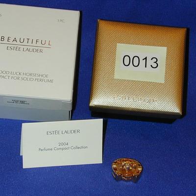Estee Lauder Beautiful Good Luck Horseshoe Solid Perfume Compact Lot 13