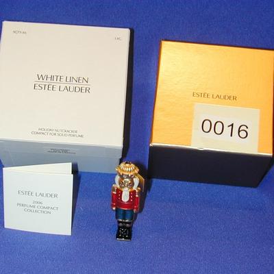 Estee Lauder White Linen Holiday Nutcracker Solid Perfume Compact Lot 16