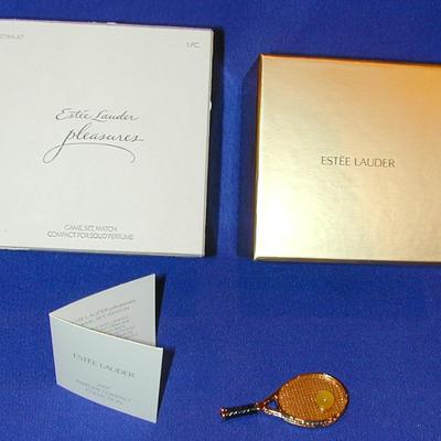Estee Lauder Pleasures Game Set Match Tennis Racquet Solid Perfume Compact Lot 18