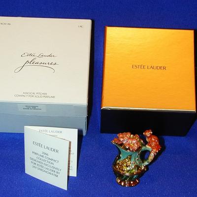 Estee Lauder By Jay Strongwater Pleasures Magical Pitcher Solid Perfume Compact Lot 20