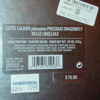 Estee Lauder Pleasures Precious Dragonfly Solid Perfume Compact Lot 23