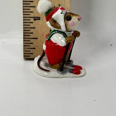 Wee Forest Folk Skier Mouse MS-09 Red