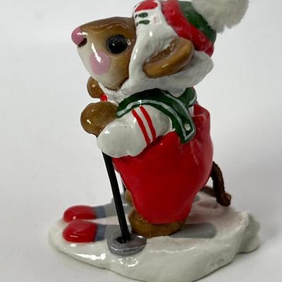 Wee Forest Folk Skier Mouse MS-09 Red